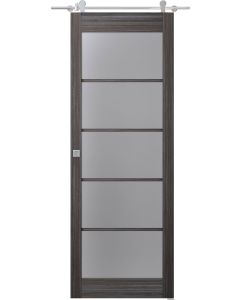 Palladio 5 Lite Vetro Gray Oak Barn doors