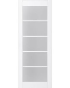 DOOR SLAB PALLADIO 5 LITE VETRO BIANCO NOBLE 24" X 92 1/2" X 1 9/16" TEMPERED FROSTED GLASS