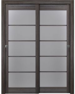 Palladio 5 Lite Vetro Gray Oak Bypass doors