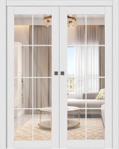 Palladio 8 Lite Clear Vetro Bianco Noble Double pocket doors