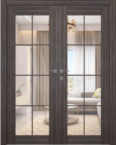 Palladio 8 Lite Clear Vetro Gray Oak Double doors