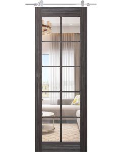 Palladio 10 Lite Clear Vetro Gray Oak Barn doors