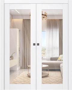 Palladio 207 Clear Vetro Bianco Noble Double pocket doors