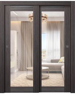 Palladio 207 Clear Vetro Gray Oak Bypass doors