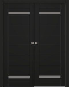 Perla Vetro Black Matte Double pocket doors