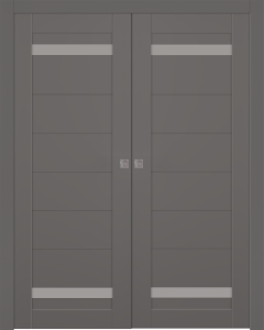 Perla Vetro Gray Matte Double pocket doors