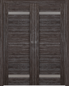 Perla Vetro Gray Oak Double pocket doors
