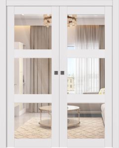 Smart Pro 3 Lite Clear Vetro Polar White Double pocket doors