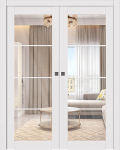 Smart Pro 4 Lite Clear Vetro Polar White Double pocket doors
