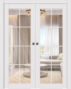Smart Pro 8 Lite Clear Vetro Polar White Double pocket doors