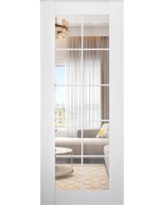 DOOR SLAB SMART PRO 10 LITE CLEAR VETRO POLAR WHITE 28" X 80" X 1 3/4" TEMPERED CLEAR GLASS