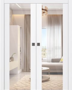 Smart Pro H3g Clear Vetro Polar White Double pocket doors