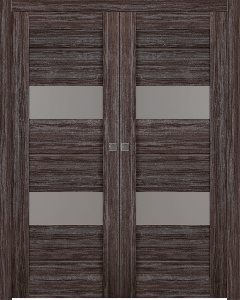 Vita Vetro Gray Oak Double pocket doors