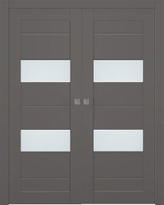 Vita Vetro Gray Matte Double pocket doors