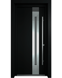 MODERN FRONT STEEL DOOR ZEPHYR BLACK/WHITE 37 7/16" X 81 11/16" LHI + HARDWARE
