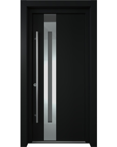 MODERN FRONT STEEL DOOR ZEPHYR BLACK/WHITE 37 7/16" X 81 11/16" RHI + HARDWARE