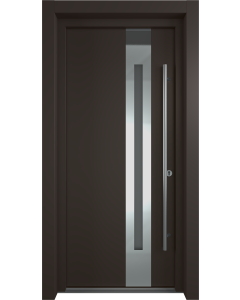 MODERN FRONT STEEL DOOR ZEPHYR BROWN/WHITE 37 7/16" X 81 11/16" LHI + HARDWARE