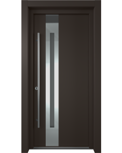 MODERN FRONT STEEL DOOR ZEPHYR BROWN/WHITE 37 7/16" X 81 11/16" RHI + HARDWARE
