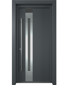 MODERN FRONT STEEL DOOR ZEPHYR ANTRACIT/WHITE 37 7/16" X 81 11/16" RHI + HARDWARE