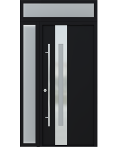 MODERN FRONT STEEL DOOR ZEPHYR BLACK/WHITE 49 1/4" X 95 11/16" RHI + SIDELITE LEFT/TRANSOM
