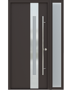 MODERN FRONT STEEL DOOR ZEPHYR BROWN/WHITE 49 1/4" X 81 11/16" LHI + SIDELITE RIGHT