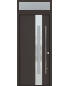 MODERN FRONT STEEL DOOR ZEPHYR BROWN/WHITE 37 7/16" X 95 11/16" LHI + TRANSOM
