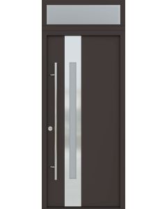 MODERN FRONT STEEL DOOR ZEPHYR BROWN/WHITE 37 7/16" X 95 11/16" RHI + TRANSOM