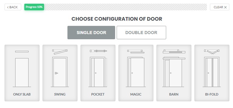 At DoorDesignLab you pick the configuration at the stage 3 of the door building process interior door configurations
