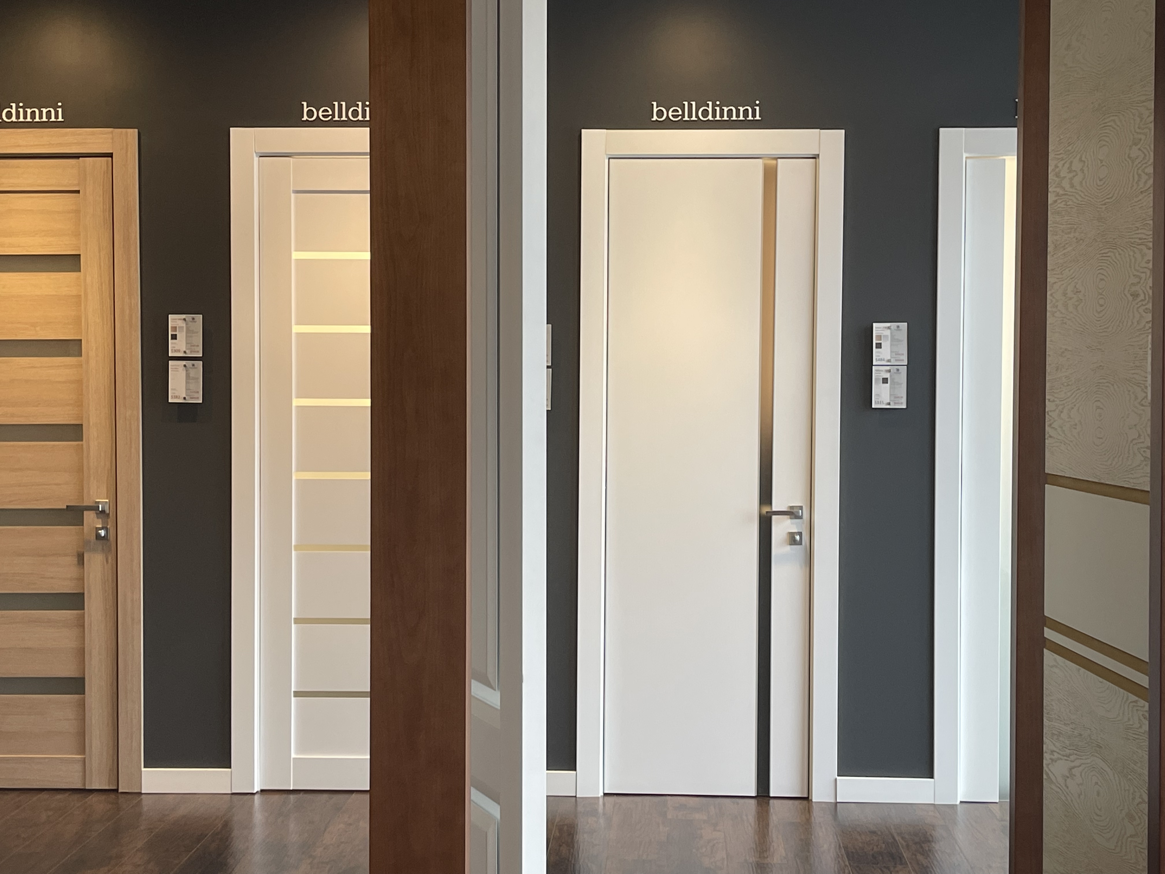 Showroom floor with door frames and finishes